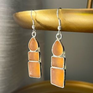 Beach glass Amber Earrings
